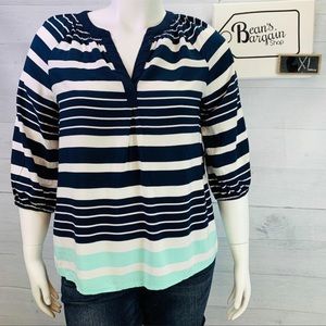 ❣️4.99 SHIP❣️ Crown Ivy Womens Peasant Top Striped